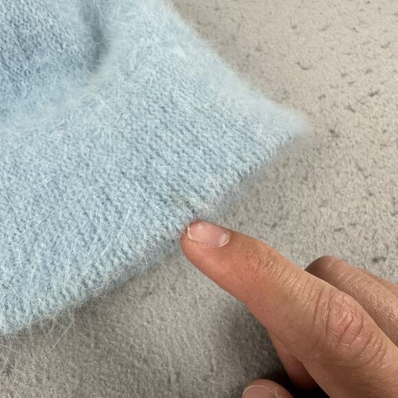 Y2K Bobby‎ Jack Girls Fuzzy Angora Beanie Hat Blue Monkey Embroidered Knit Retro - Picture 10 of 14